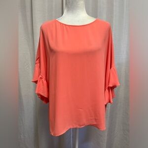 Crosby by Molly Brunch peach ruffle top | size Small